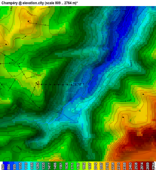 Champéry elevation map