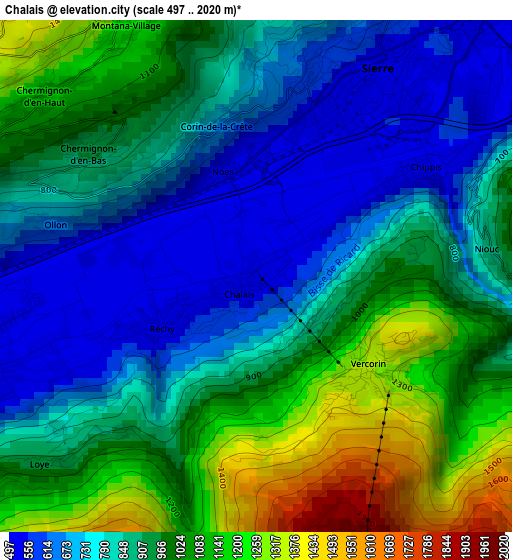 Chalais elevation map