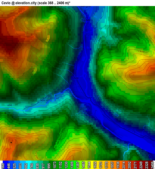 Cevio elevation map