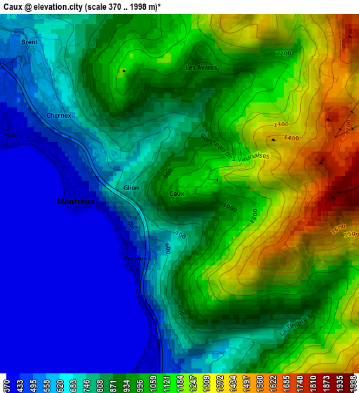 Caux elevation map