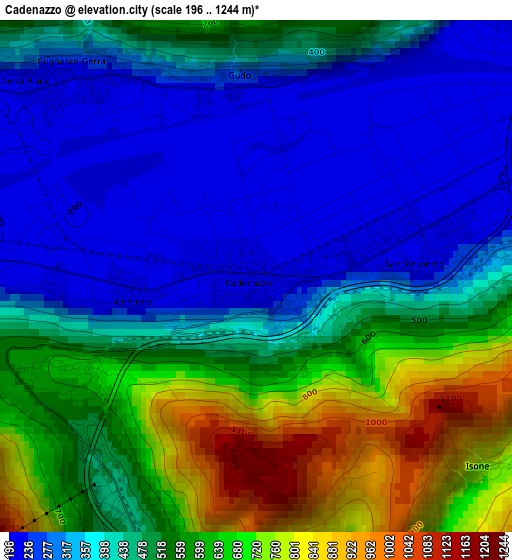 Cadenazzo elevation map