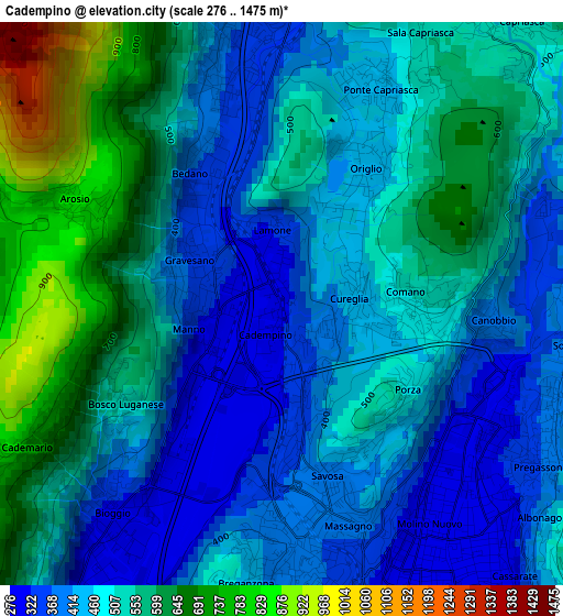 Cadempino elevation map