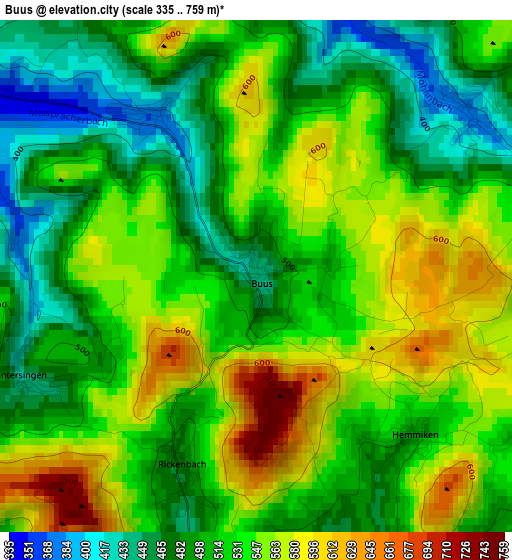 Buus elevation map
