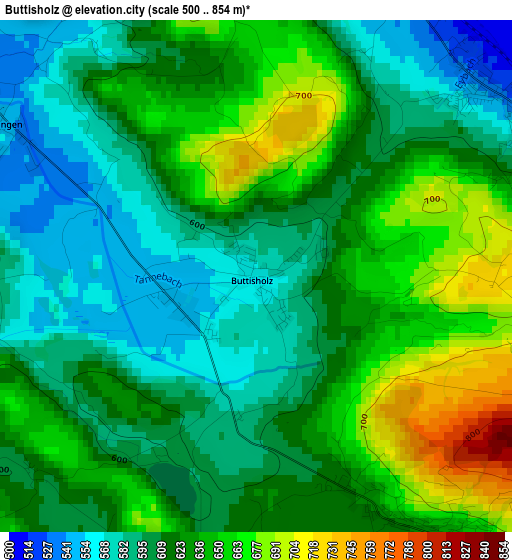 Buttisholz elevation map