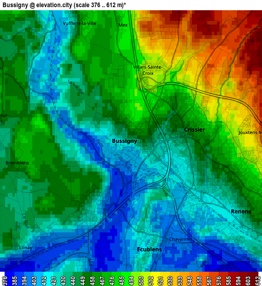 Bussigny elevation map