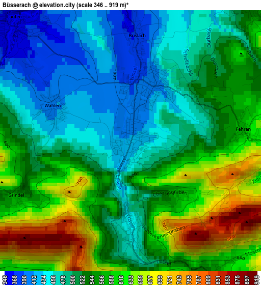 Büsserach elevation map