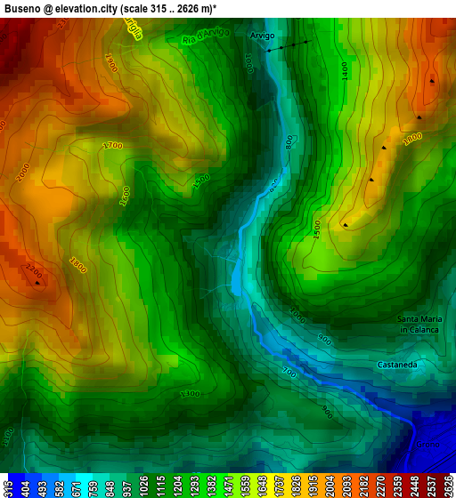 Buseno elevation map