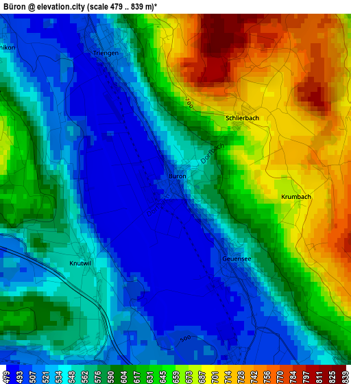 Büron elevation map