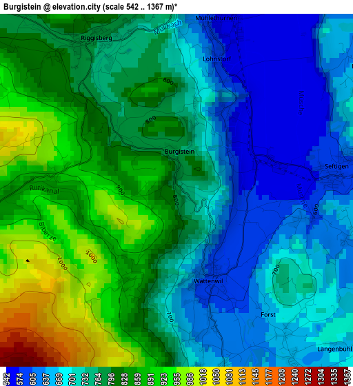 Burgistein elevation map