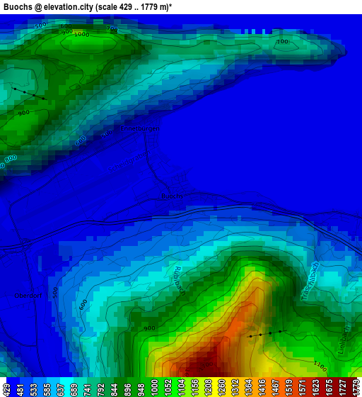 Buochs elevation map