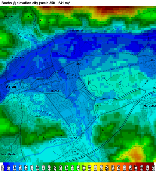 Buchs elevation map