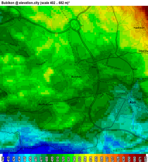 Bubikon elevation map