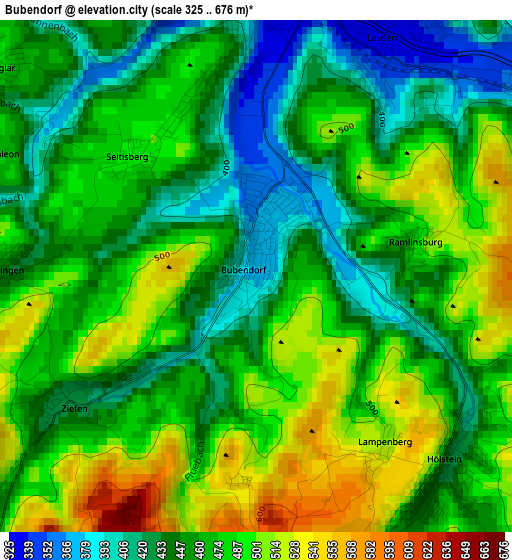 Bubendorf elevation map