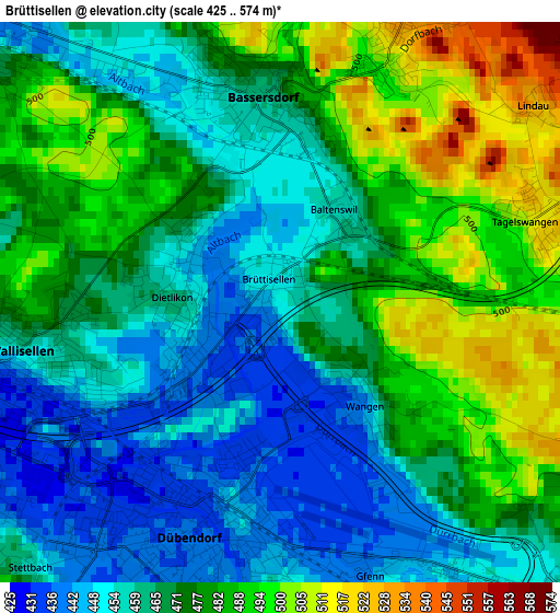 Brüttisellen elevation map