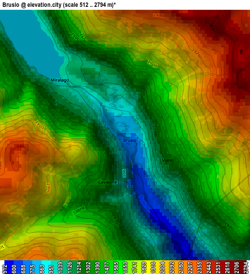 Brusio elevation map