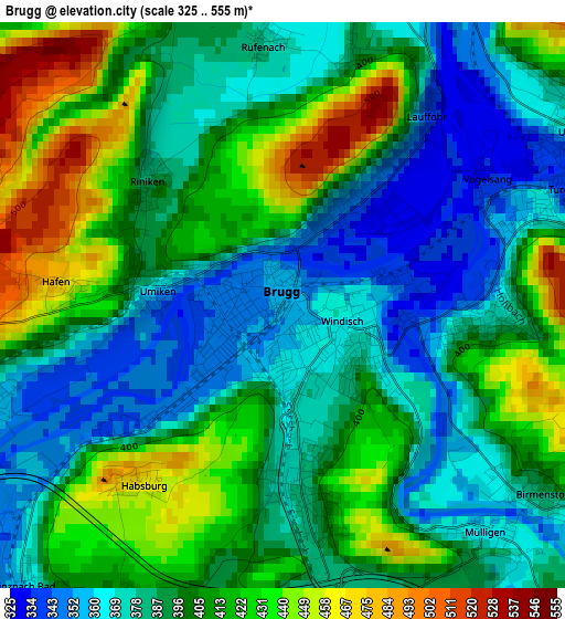 Brugg elevation map