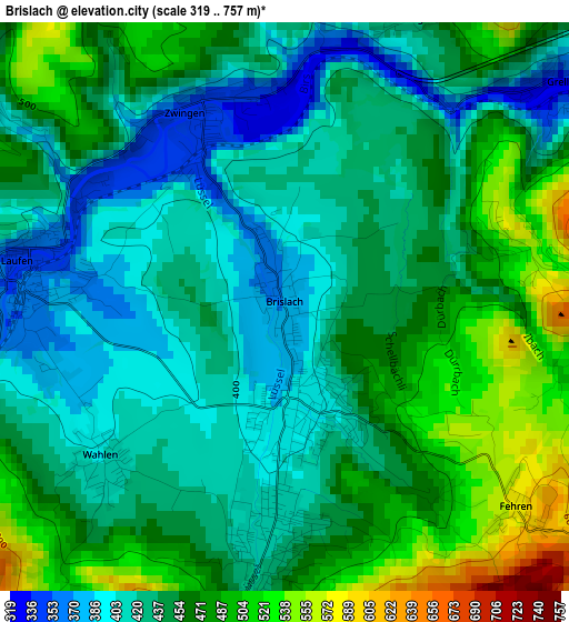 Brislach elevation map