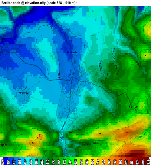 Breitenbach elevation map