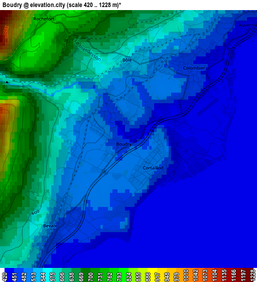 Boudry elevation map