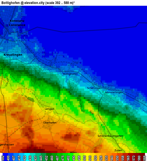 Bottighofen elevation map