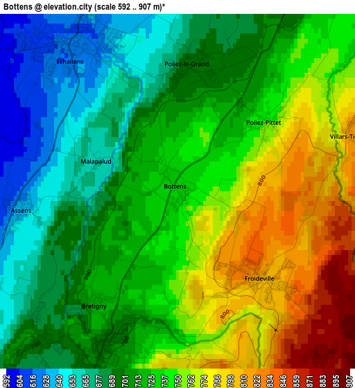Bottens elevation map