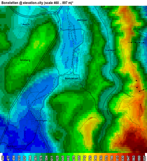 Bonstetten elevation map