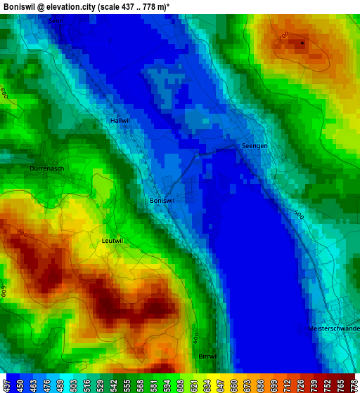 Boniswil elevation map