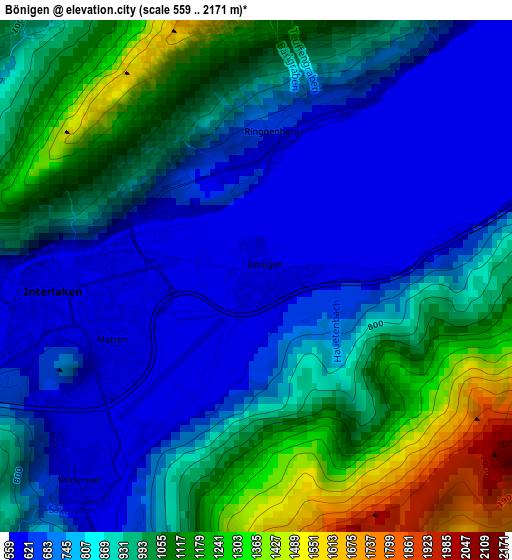 Bönigen elevation map