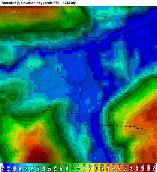 Bonaduz elevation map