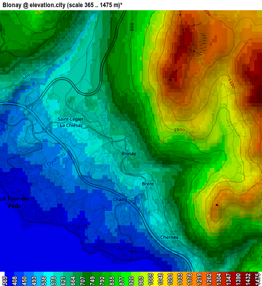 Blonay elevation map