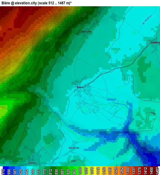 Bière elevation map