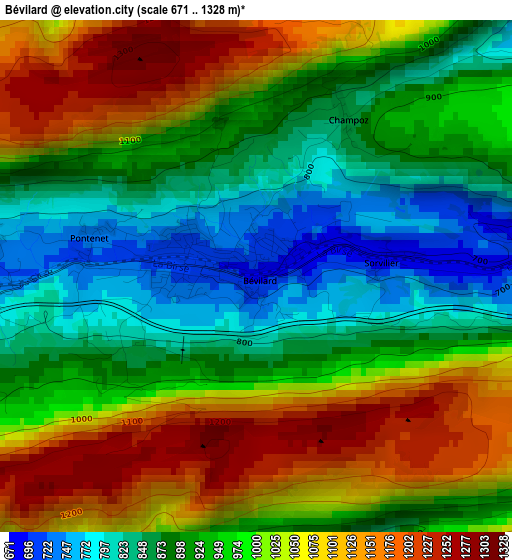 Bévilard elevation map