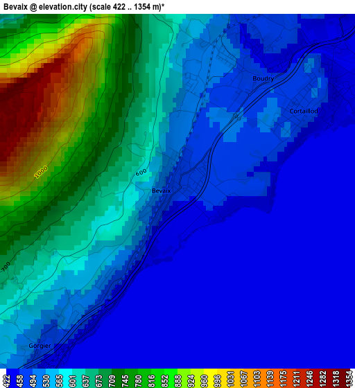 Bevaix elevation map