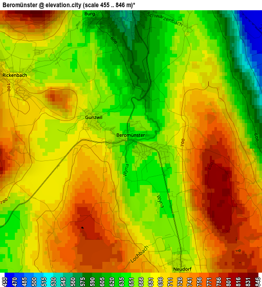 Beromünster elevation map