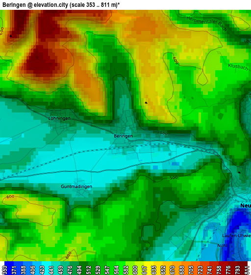 Beringen elevation map