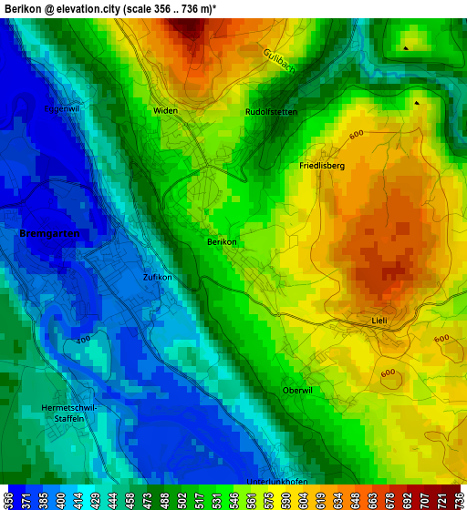 Berikon elevation map