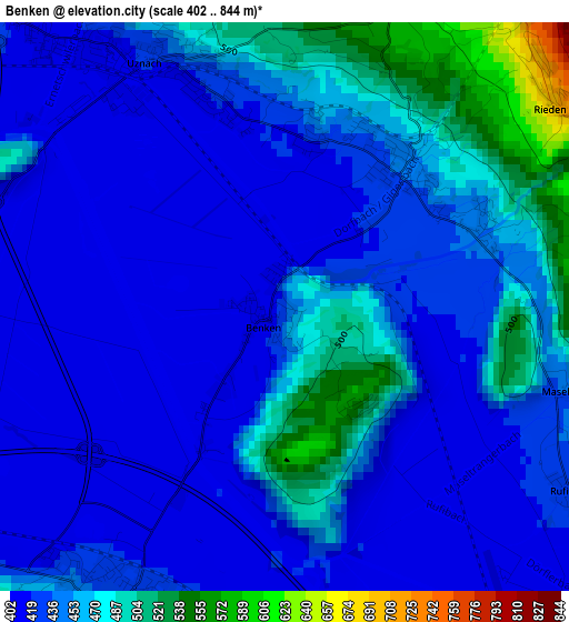 Benken elevation map