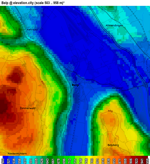 Belp elevation map