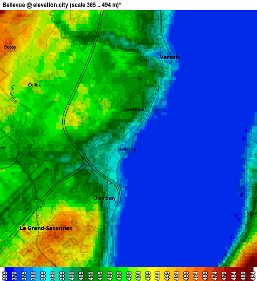 Bellevue elevation map