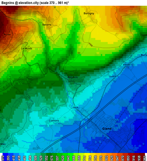 Begnins elevation map
