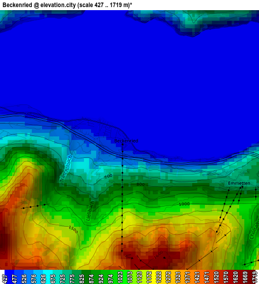 Beckenried elevation map