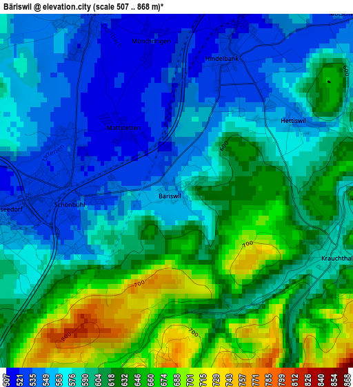 Bäriswil elevation map