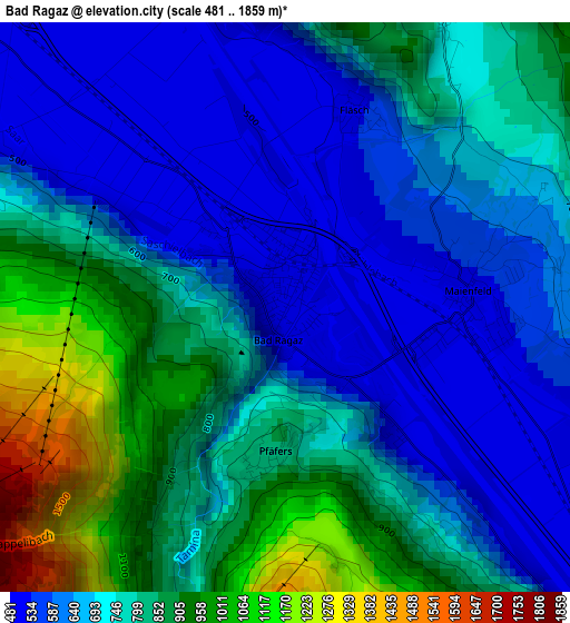 Bad Ragaz elevation map