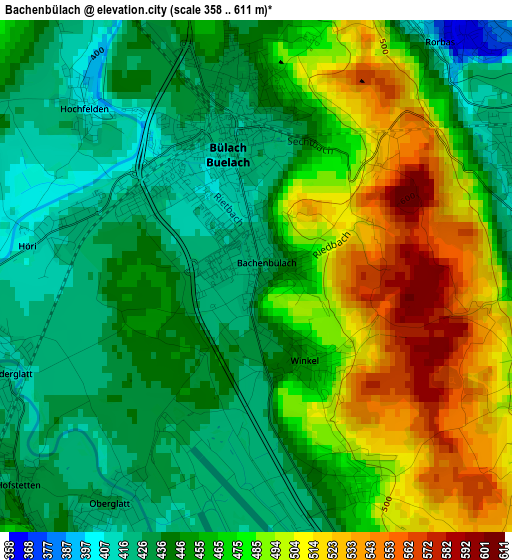 Bachenbülach elevation map