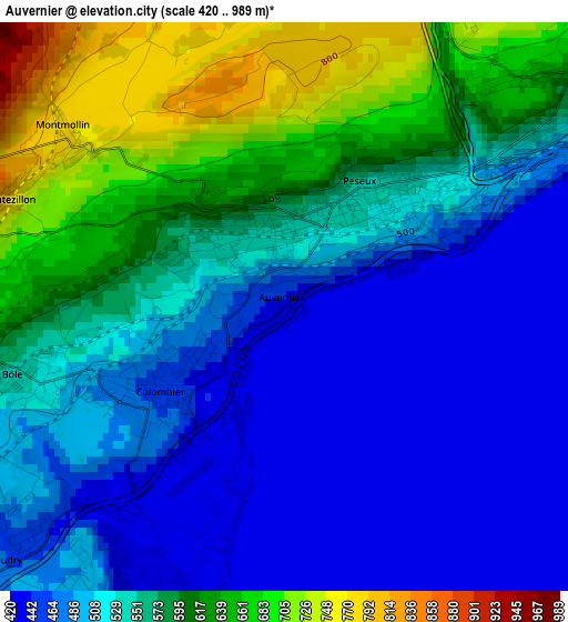 Auvernier elevation map