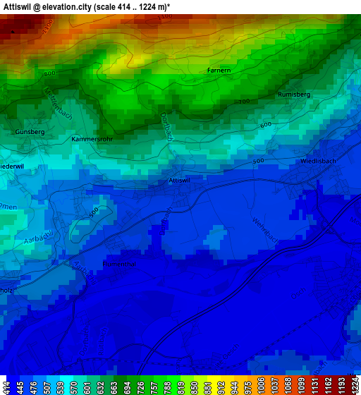 Attiswil elevation map