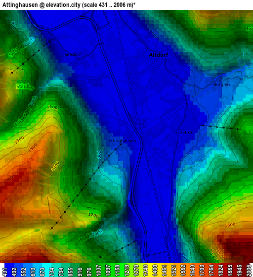 Attinghausen elevation map