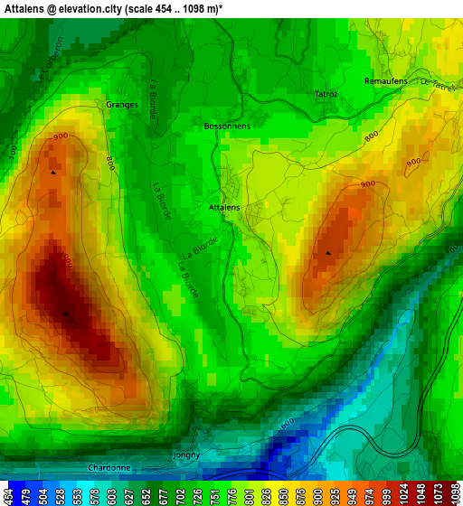 Attalens elevation map