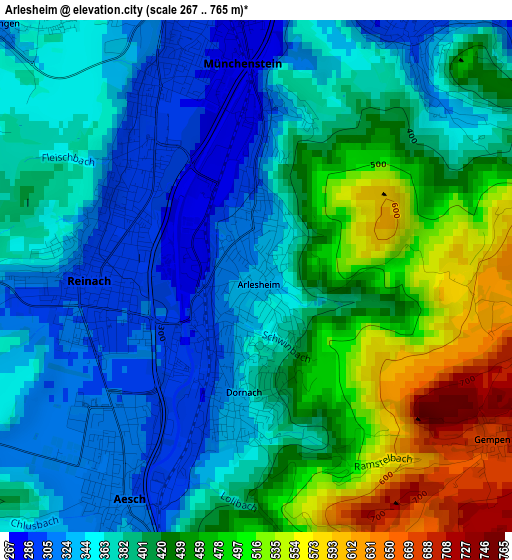 Arlesheim elevation map