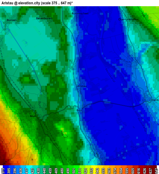 Aristau elevation map